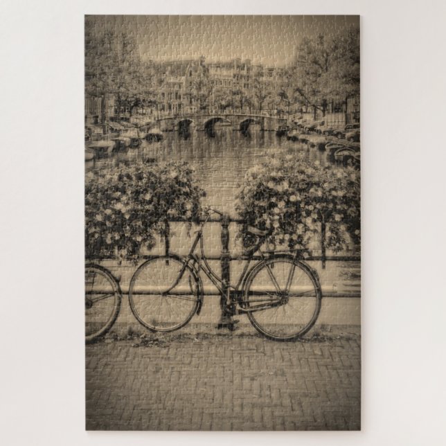 Quebra-cabeça Bicicleta em Amserdam - Sepia - 20x30 - 1014 pc (Vertical)