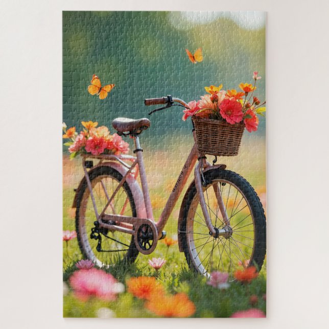 Quebra-cabeça Bicicleta em Flores Silvestres (Vertical)