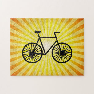 Quebra-cabeça Bicicleta Preta; Fundo Amarelo