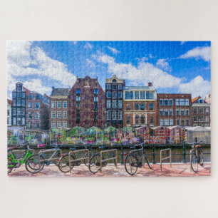 Quebra-cabeça Bicicletas Ao Longo Do Canal De Amsterdam