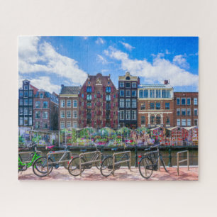 Quebra-cabeça Bicicletas Ao Longo Do Canal De Amsterdam