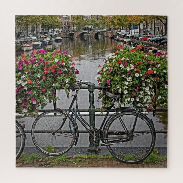 Quebra-cabeça Bicicletas e canais em Amsterdã - 20x20 676 pc (Vertical)