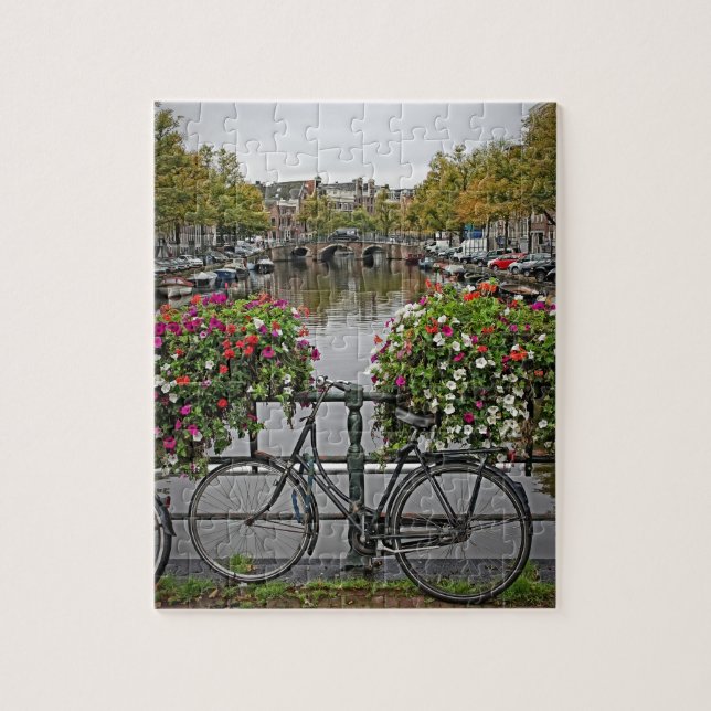 Quebra-cabeça Bicicletas e canais em Amsterdão - 8x10 - PC 110 (Vertical)