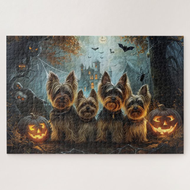 Quebra-cabeça Biewer Terrier Delícia Canina de Halloween (Horizontal)