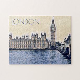 Quebra-cabeça Big Ben London Watercolor art