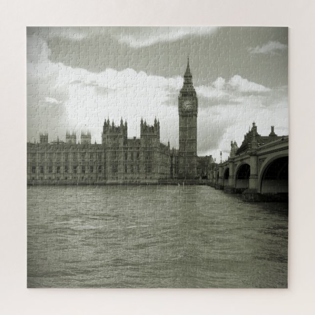 Quebra-cabeça Big Ben Parlamento em preto e branco 20x20 - 676 p (Vertical)