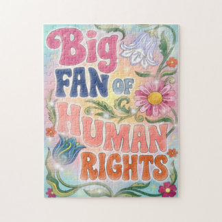Quebra-cabeça Big Fan of Human Rights Retro Floral Quote 