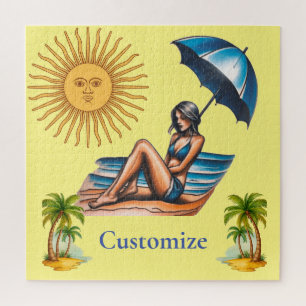Quebra-cabeça Bikini Girl Beach Nápoles Thunder_Cove