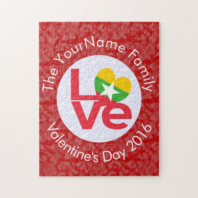 Quebra-cabeça Birmanês Sinalizador birmanês Letras Vermelhas LOV (Vertical)