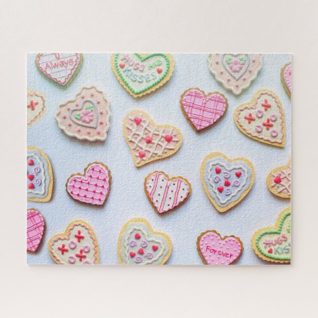 Quebra-cabeça Biscoitos de Dia dos Namorados com Coração Rosa (Horizontal)