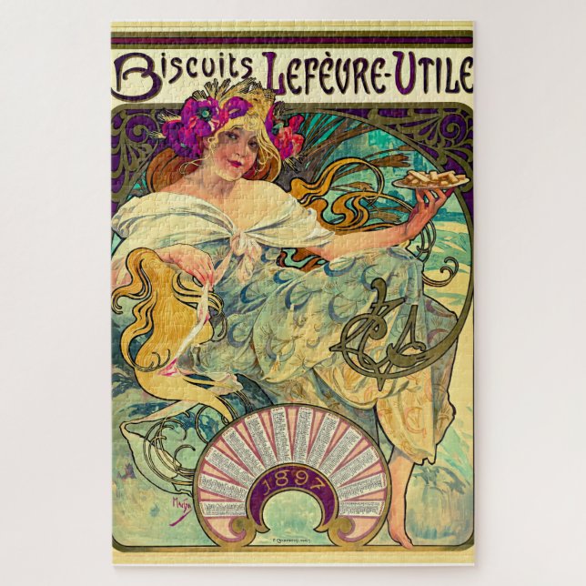 Quebra-cabeça Biscoitos Lefevre-Utile por Alphonse Mucha (1896) (Vertical)