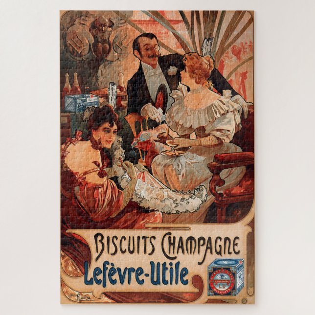 Quebra-cabeça Biscuits Champagne-Lefèvre-Utile – Alphonse Mucha (Vertical)