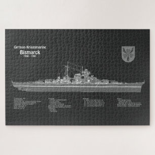 Quebra-cabeça Bismarck - Planos de Impressão Blueprint do Batalh