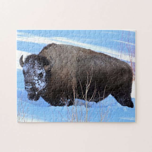 Quebra-cabeça Bisões de Yellowstone em Pé na Neve Profunda (Horizontal)