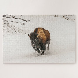 Quebra-cabeça Bison Ploding Through the Snow - 1014