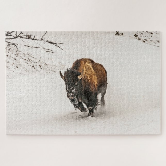 Quebra-cabeça Bison Ploding Through the Snow - 1014 (Horizontal)