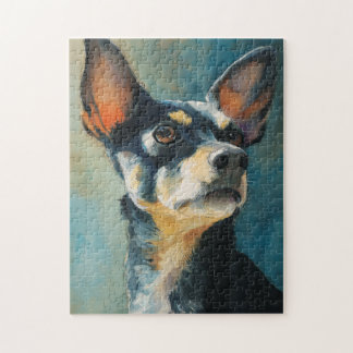 Quebra-cabeça Black and brown chihuahua watercolor portrait