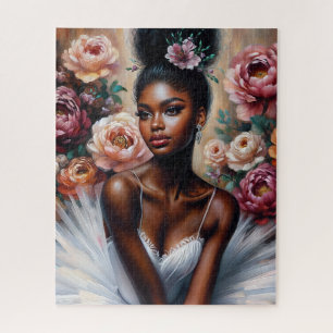 Quebra-cabeça Black Ballerina Em White Tutu Com Arte De Peões
