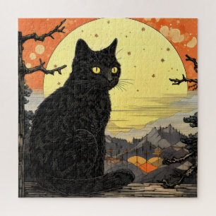 Quebra-cabeça Black Cat Ukiyo-e