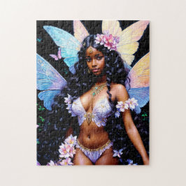 Quebra-cabeça Black Fairy Girl At Night Puzzle