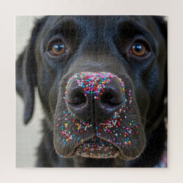 Quebra-cabeça Black Labrador Dog With Sprinkles (Vertical)