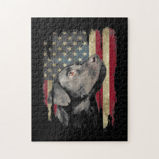 Quebra-cabeça Black Labrador Gift USA Flag Lab Owter Duck Hunter