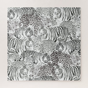 Quebra-cabeça Black Leopard Tiger Animals Pattern