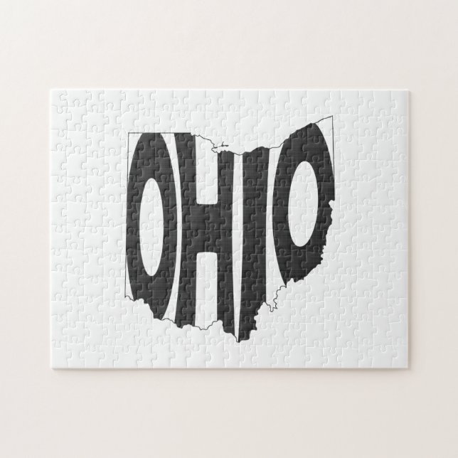 Quebra-cabeça Black Ohio Name Ohioan Buckeye State Word Art (Horizontal)