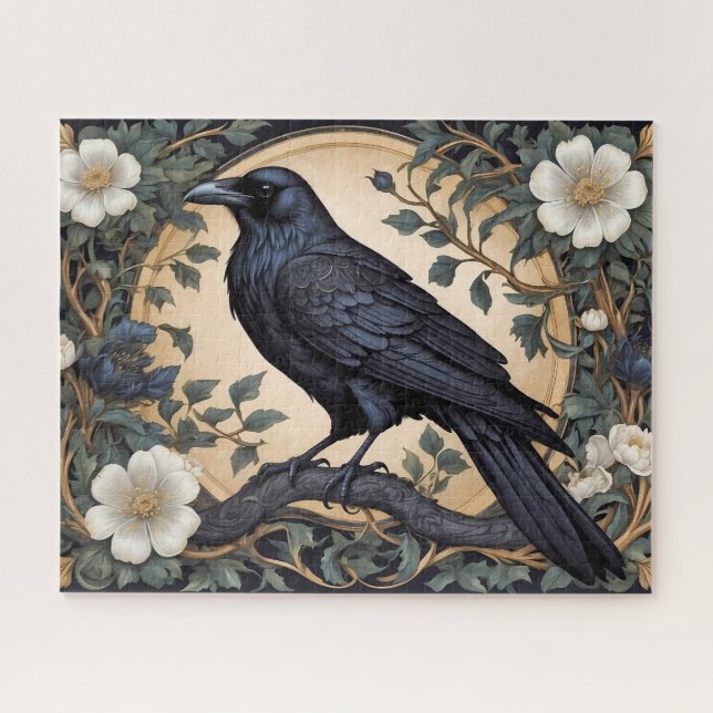 Quebra-cabeça Black Raven William Morris Inspirado (Horizontal)