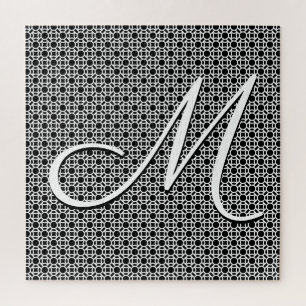 Quebra-cabeça Black & White Geometric Initial Monogram