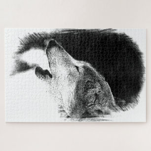 Quebra-cabeça Black & White Grey Wolf Sketch Artwork Animal Art