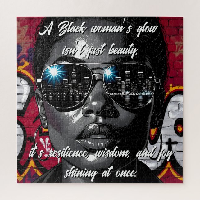 Quebra-cabeça Black Women's Quote | City Skyline in Sunglasses (Vertical)