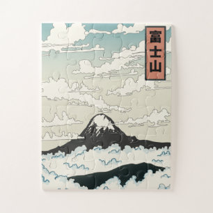 Quebra-cabeça Bloco de arte do Monte Fuji Japão.