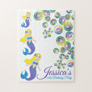 Quebra-cabeça Blonde Swimming Mermaid Birthday Party Splash