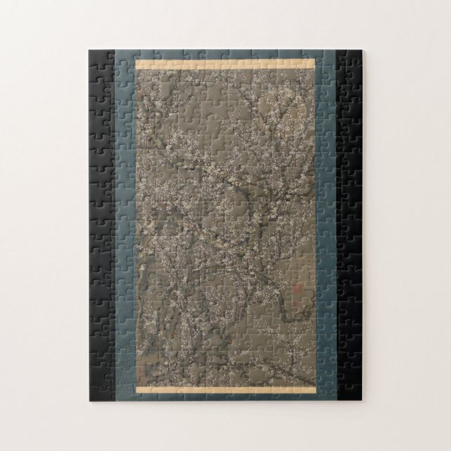 Quebra-cabeça Blossomas de ameixa branca e lua - Itō Jakuchu Art (Vertical)