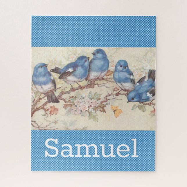 Quebra-cabeça Blue Birds Vintage (Vertical)