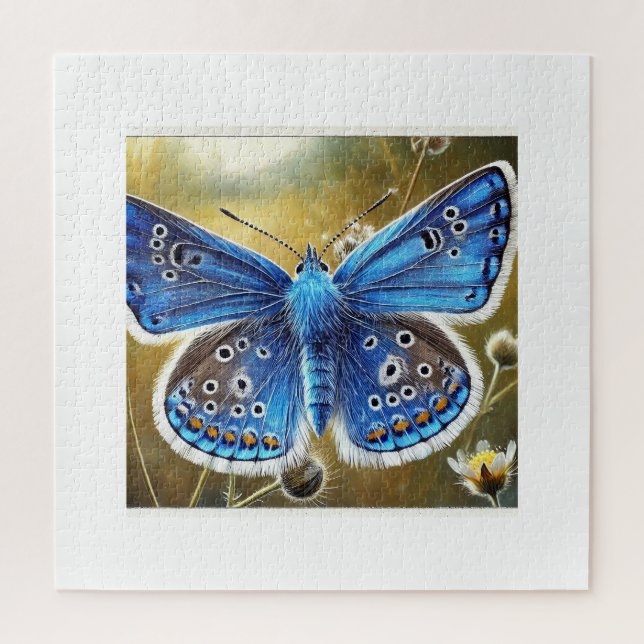Quebra-cabeça Blue butterflies 040724IREF106 - Watercolor (Vertical)