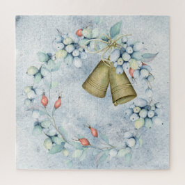 Quebra-cabeça Blue Christmas Bells Elegant Vintage Rustic