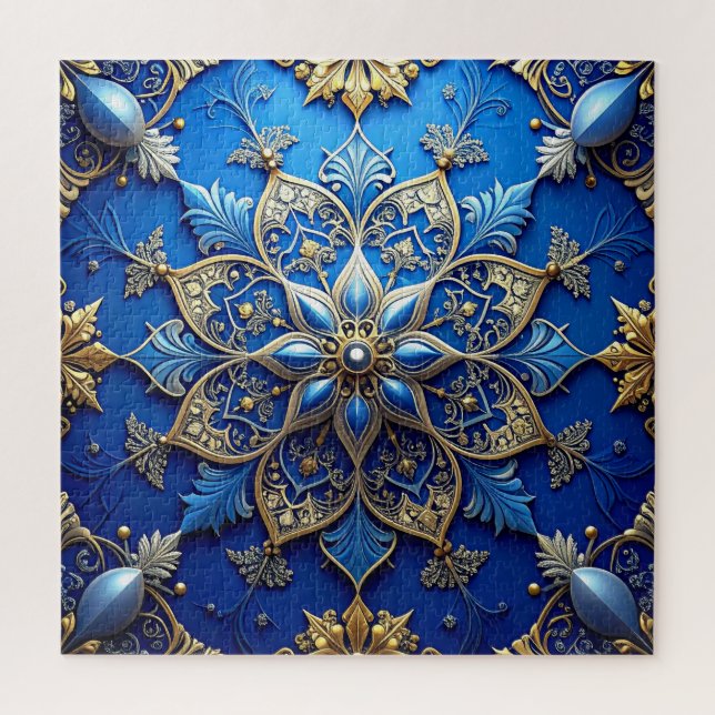 Quebra-cabeça Blue Decorative Floral Jigsaw Puzzle (Vertical)