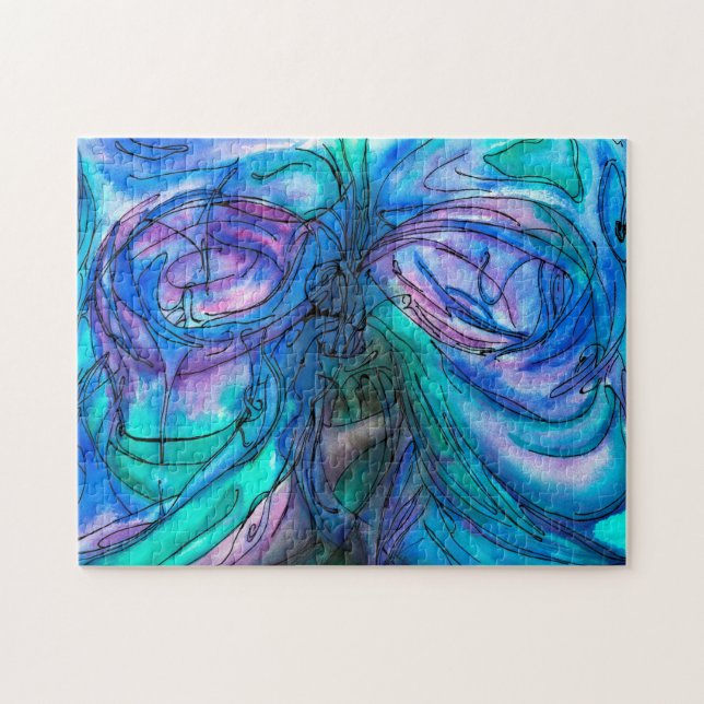 Quebra-cabeça Blue Fantasy Watercolor (Horizontal)