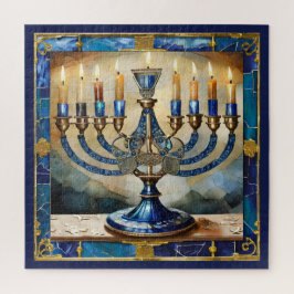 Quebra-cabeça Blue Hanukkah Menorah