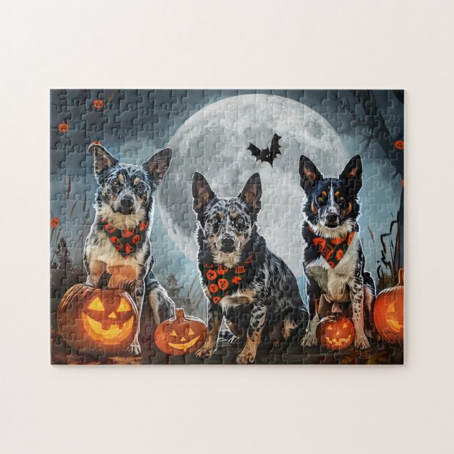 Quebra-cabeça Blue Heeler Halloween Assustador (Horizontal)