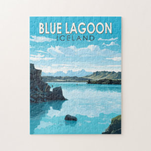 Quebra-cabeça Blue Lagoon Islândia Viagem Art Vintage