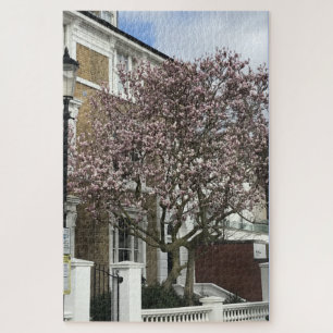 Quebra-cabeça Blue Sky e Cherry Blossoms, Chelsea, Londres, Rein