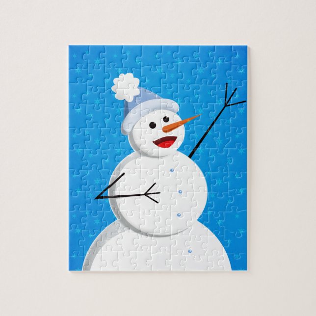 Quebra-cabeça Blue Winter Happy Snowman (Vertical)