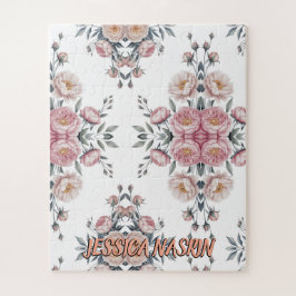 Quebra-cabeça Blush Navy Blue Soft Pastel Pink Floral