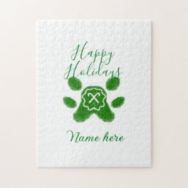 Quebra-cabeça Boas festas, animais de estimação de cães verdes e