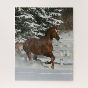 Quebra-cabeça Bob Langrish   Cavalo De Castanha A Correr Na Neve