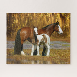 Quebra-cabeça Bob Langrish Gypsy Vanner Mare and Foal Fantasy