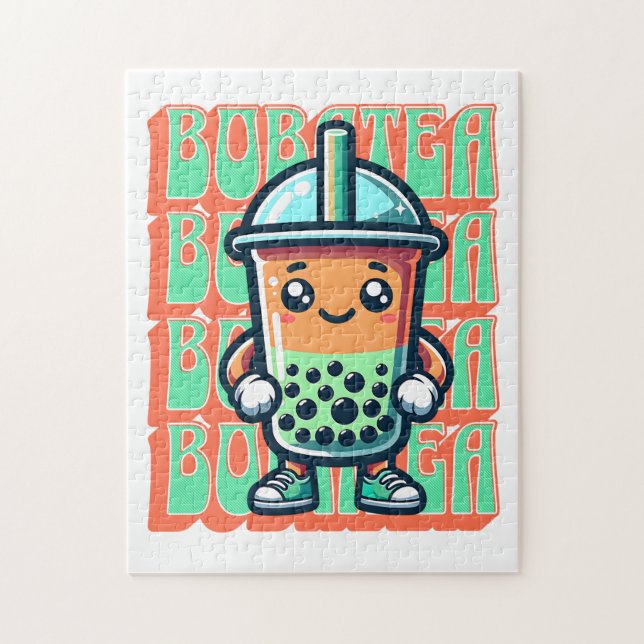 Quebra-cabeça Boba Bubble Tea Kawaii Cute Cartoon (Vertical)